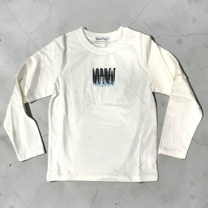 Maglietta a maniche lunghe Chulo Store bianca in cotone con grafica All or Nothing sul petto, stile streetwear